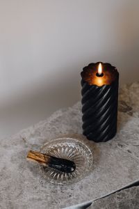 Kaboompics - Black candle - palo santo - marble table