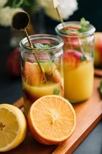 Kaboompics - Fresh summer cocktail - orange - peach - mint