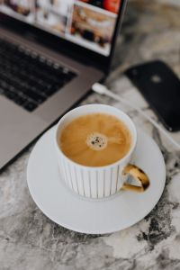 Kaboompics - Coffee in a cup on a marble desk