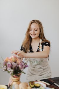 Teen Girl with a bouquet of flowers