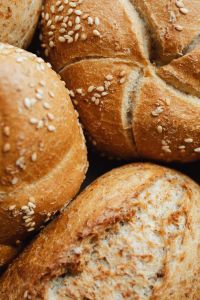 Close-up of a bread roll - a Kaiser roll