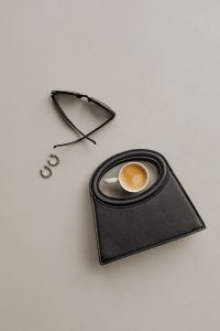 Minimalist Fashion Accessories – Black Bag and Sunglasses - Coffee - Jewelry