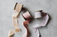 Kaboompics - Linen Ribbon with fringed edges - handmade