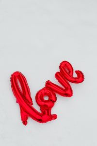 Red Balloon in shape of Love Word
