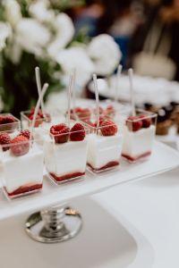 Raspberry dessert with cheesecake