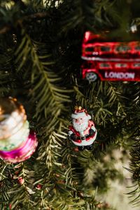 Christmas bombs in the shape of a red London bus, macaroons and Santa Claus