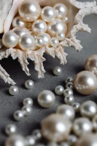 Kaboompics - A large shell with pearls spilling out of it