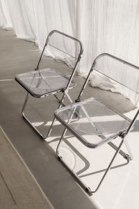 Kaboompics - Plia Folding Chairs Set of Two by Giancarlo Piretti for Castelli - Italian Chrome and Acrylic Glass