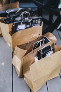 Kaboompics - Brown paper shopping bags full of decorations