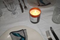 Kaboompics - Elegant Candlelit Table: Crystal Glassware - Satin Bows & Glowing Candles