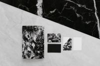 Black & white mockup business brand template on marble background