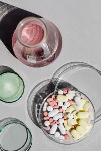 Kaboompics - Overhead View of Pink Solution in Chemistry Flask