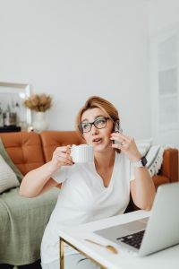 Kaboompics - Remote Work Lifestyle Portrait of a Woman Using Her Smartphone at Home