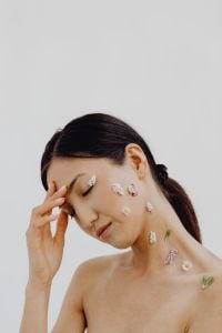 Asian Beauty Editorial with Wildflower Makeup, Floral Eyebrow Styling and Skin Close-Ups