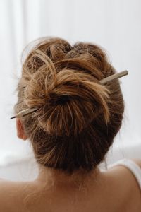 Kaboompics - Close-Up Pencil Hair Stick in a Loose High Bun