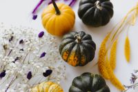 Kaboompics - Green and Yellow Pumpkins With Autumn Florals