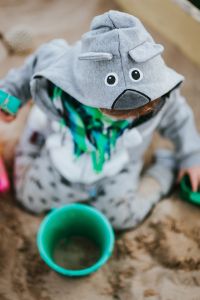 Toddler Sandbox Play with Colorful Buckets and Sand Toys, Outdoor Childhood Lifestyle