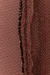 Kaboompics - Mauve Sheer Knit Texture with Black and Gold Chain-Stitched Edge, Fashion Textile Background