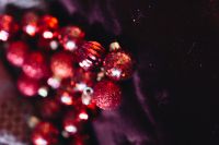 Kaboompics - Burgundy Christmas Decoration with Red Baubles and Soft Bokeh