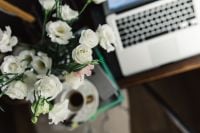Kaboompics - White Flowers And Laptop On A Home Office Desk