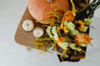 Kaboompics - Top View of Pumpkin and Autumn Flower Arrangement