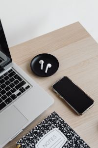 Kaboompics - Laptop, AirPods and Smartphone with Copy Space