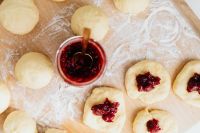 Kaboompics - Overhead Pączki Dough with Cherry Jam for Filling