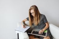 Kaboompics - Home Study with Laptop and Open Notebook