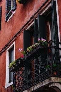 Kaboompics - Weathered Venetian Building Facade with Greenery on a Balcony