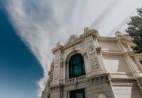 Kaboompics - Ornate White Stone Facade and Arched Window on a Madrid Landmark Building