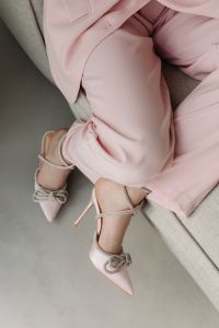Kaboompics - Woman in Pale Pink Suit Taking a Smartphone Selfie