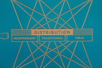 Kaboompics - Independent, Traditional and Viral Distribution Chart on Textured Blue Background