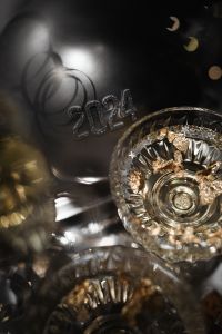 Kaboompics - 2024 Number Decor And Champagne Coupe Close Up
