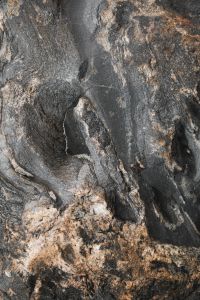 Kaboompics - Vertical Close-Up of Layered Coastal Rock with Dark Crevices and Pale Mineral Seams