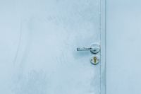 Kaboompics - Pale Blue Metal Door with Handle and Keyhole