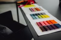 Kaboompics - Color-Coded Upholstery Swatches Arranged in Rows on a Sample Board