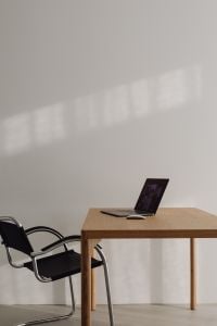 Kaboompics - Laptop, Mouse And Open Book On Wooden Desk