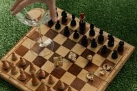 Kaboompics - Chessboard and Glassware on Green Grass