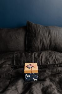 Kaboompics - Minimal Christmas Present on Black Bedding with Soft Background