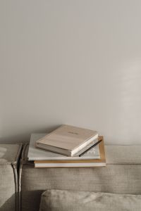 Kaboompics - Minimal Home Office Background with Neutral Planner on Sofa and Copy Space