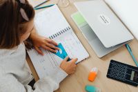 Kaboompics - Overhead View of Geometry Homework with Calculator and Laptop