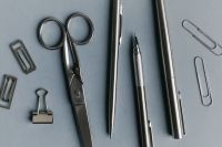 Kaboompics - Close-Up of Black Scissors, Pens and Paper Clips