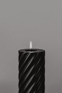 Kaboompics - Black Candle and Palo Santo on Marble in Monochrome, Moody Still Life