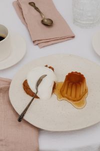 Kaboompics - Crème Caramel and Mousse with Spoon and Coffee