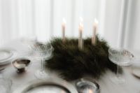 Kaboompics - Motion Blur Christmas Table with Evergreen Advent Wreath and Crystal Glassware