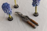Kaboompics - Pruning Shears beside Blue Hyacinths in Kenzan on Linen