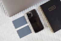 Kaboompics - Blue Business Cards with iPhone and 2020 Planner, Office Flat Lay