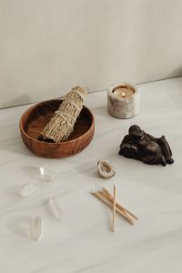 Kaboompics - Buddha And Crystals On Marble Meditation Table