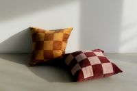 Kaboompics - Gingham Check Pillows on White Floor