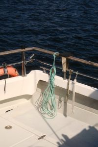 Kaboompics - Fishing Boat Deck with Coiled Rope and Open Sea